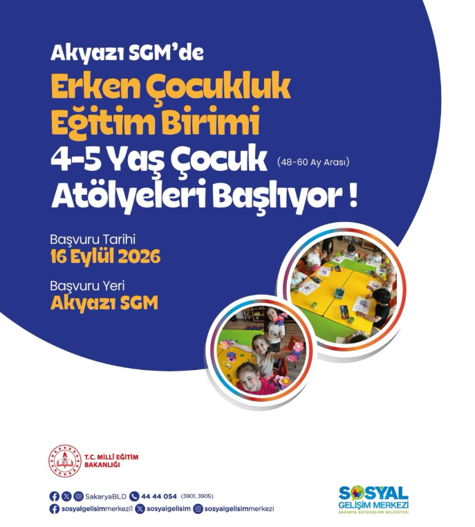 Akyazı SGM’de çocuklar öğrenecek ve eğlenecekler